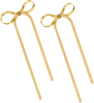 VALICLUD 1 Pair Bow Dangle Earrings for Women Ribbon Drop Earrings Minimalist Fashion Jewelry for Elegant Occasions Unique Statement Design Durable Stylish Accessory