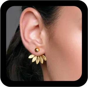 Vintage Lotus Ear Jacket Earrings Lotus Jacket Earrings Lotus Ear Climber Earrings Front Back Earrings for Women