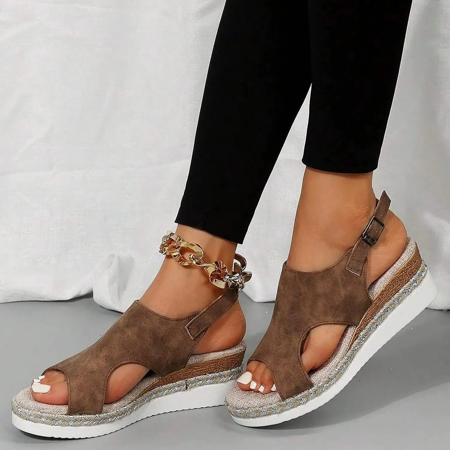 Wedge Sandals for Women Women's Platform Wedge Sandals Slip on Summer Soft Sandal Beach Arch Support Comfortable