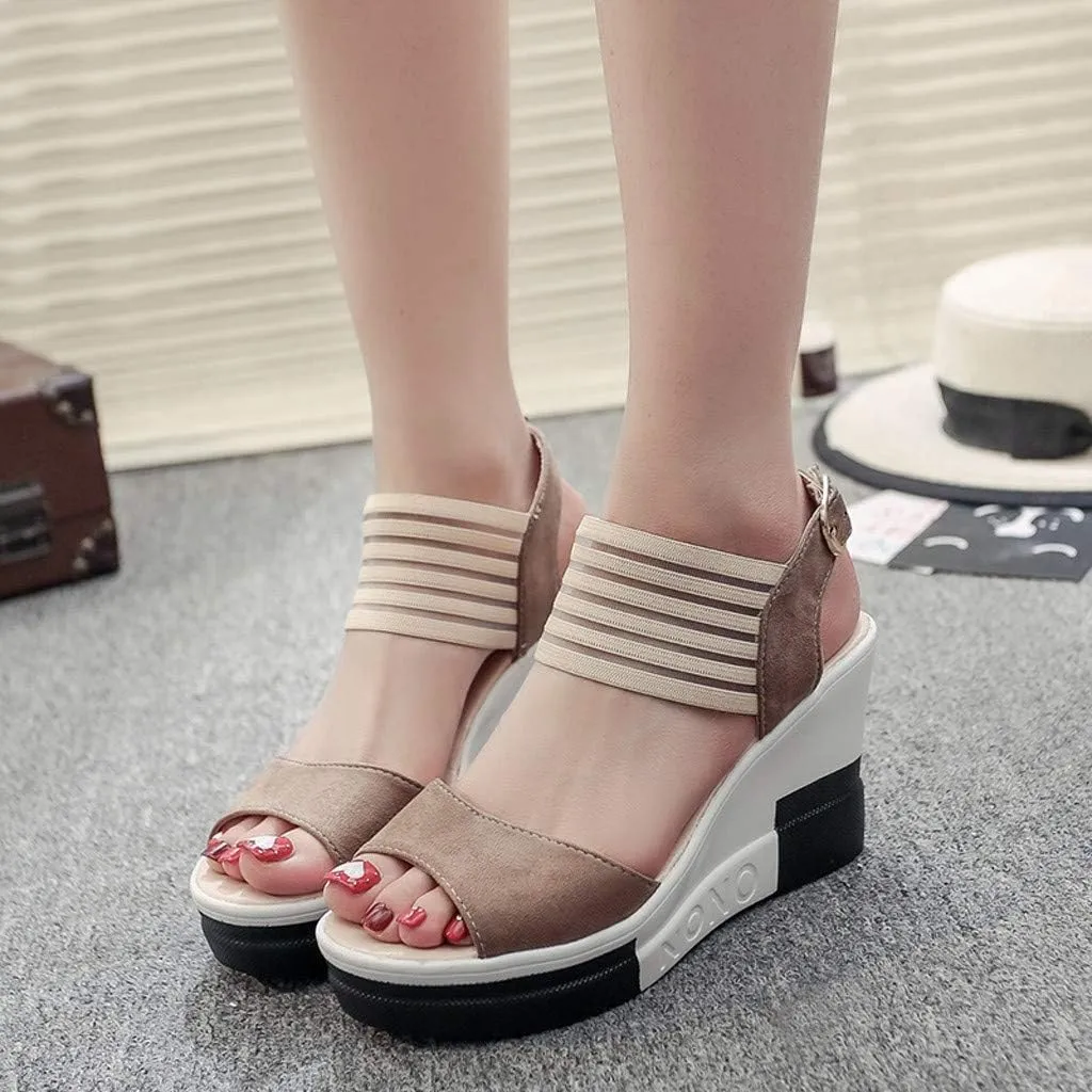 Wedges for Women Women's Platform Wedge Sandals Arch Support Soft Comfortable Sandal Slip on Beach Summer