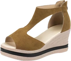 Wedges for Women Women's Platform Wedge Sandals Slip on Arch Support Walking Sandal Soft Comfortable Summer