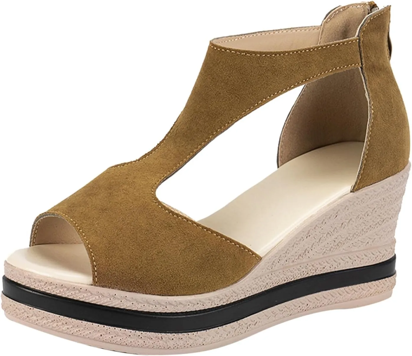 Wedges for Women Women's Platform Wedge Sandals Slip on Arch Support Walking Sandal Soft Comfortable Summer