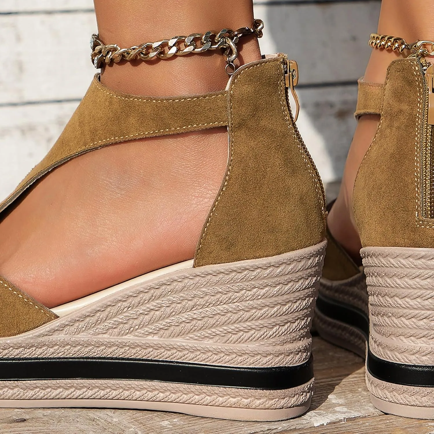 Wedges for Women Women's Platform Wedge Sandals Slip on Arch Support Walking Sandal Soft Comfortable Summer