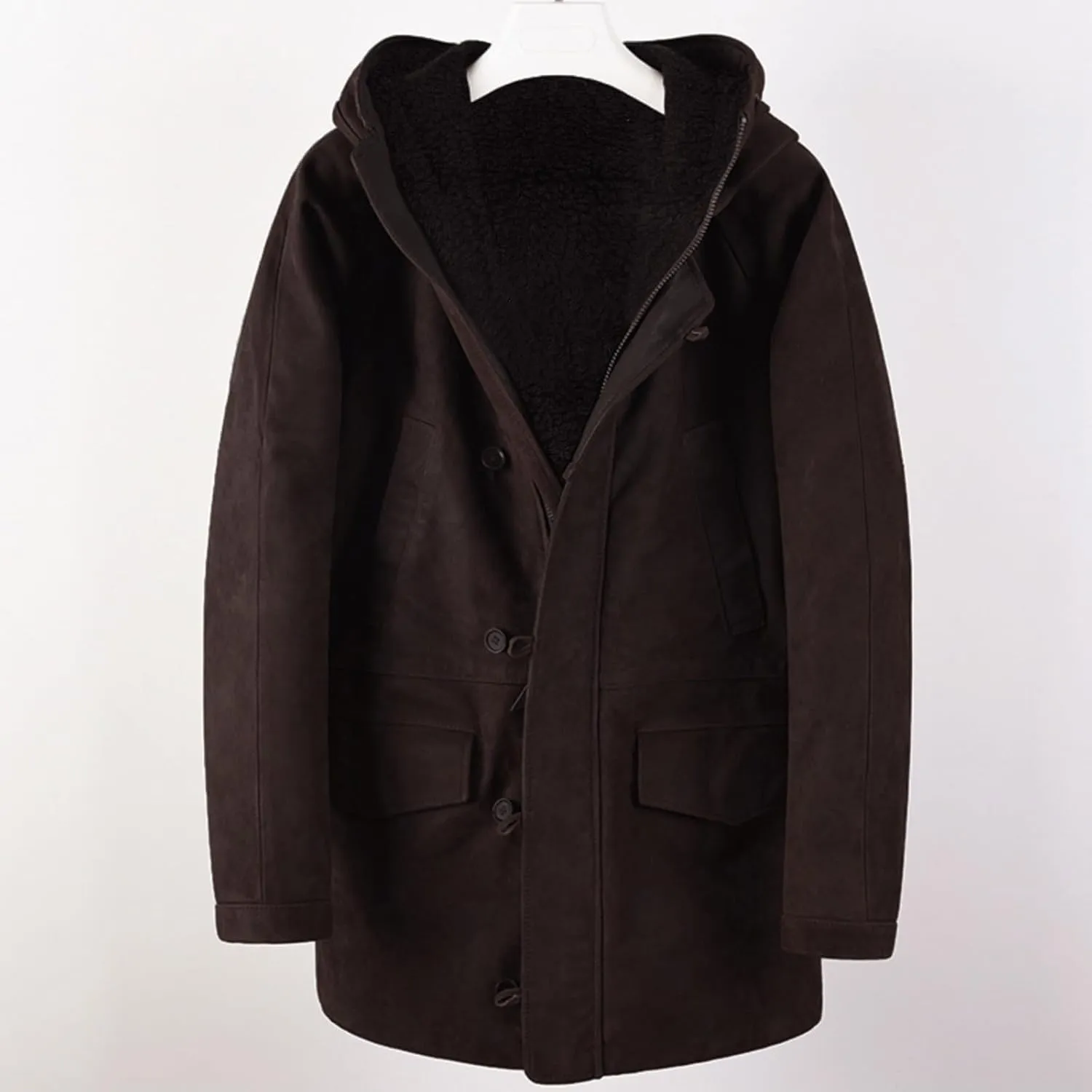 Windbreaker Jackets for Men Classic Slim Zipper Cardigan Solid Color Hooded Casual Winter Pea Coat Business Overcoat