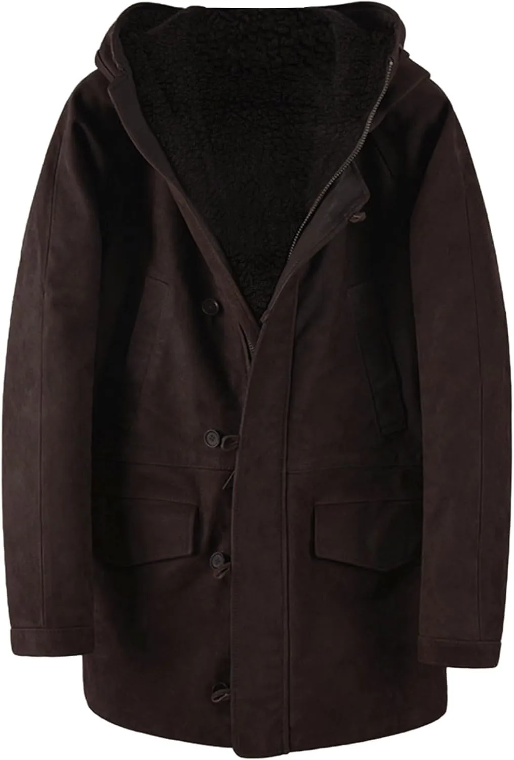 Windbreaker Jackets for Men Classic Slim Zipper Cardigan Solid Color Hooded Casual Winter Pea Coat Business Overcoat