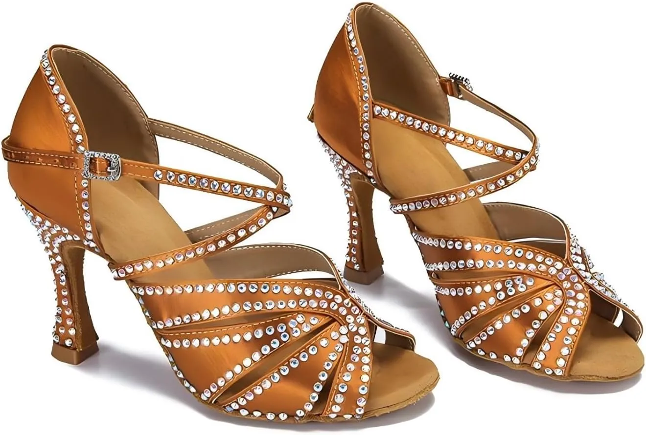 Women Ballroom Dance Shoes Diamond Fashion Modern Latin Salsa Bachata Practice Performance Dance Shoes