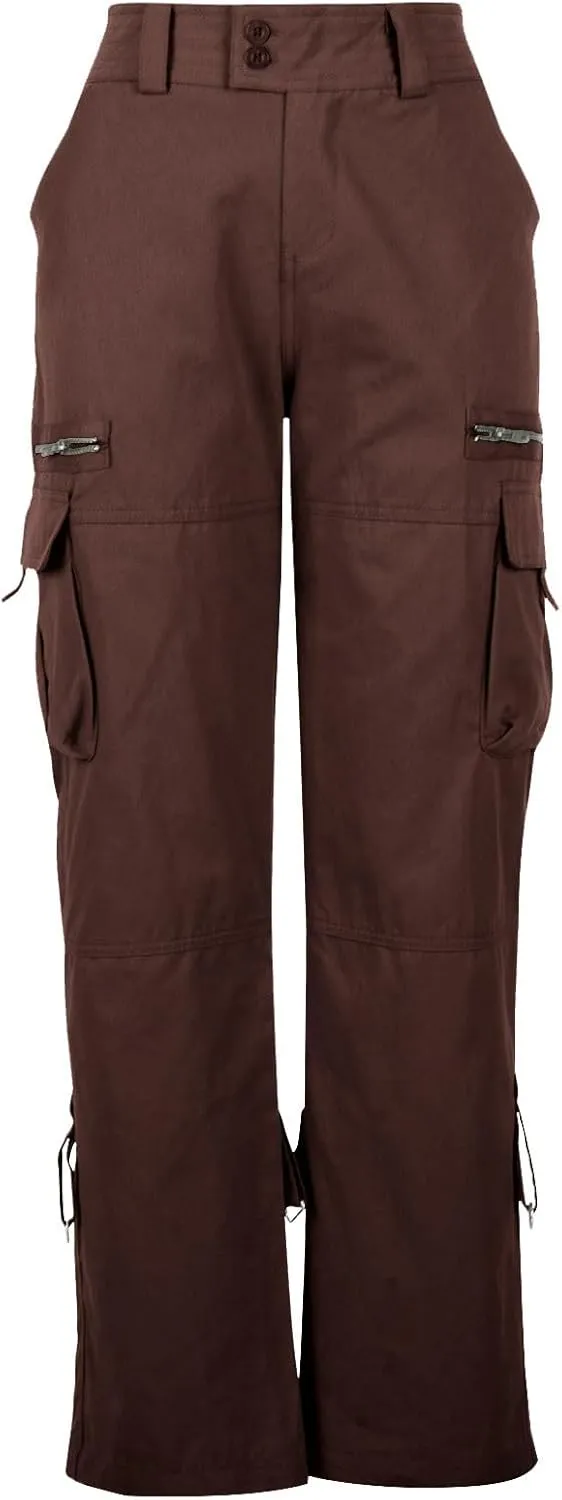 Women Cargo Pants Low Rise Tactical Pants Comfy Hiking Pants with Pockets Straight Leg Parachute Pants Long Trousers