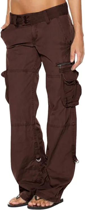 Women Cargo Pants Low Rise Tactical Pants Comfy Hiking Pants with Pockets Straight Leg Parachute Pants Long Trousers