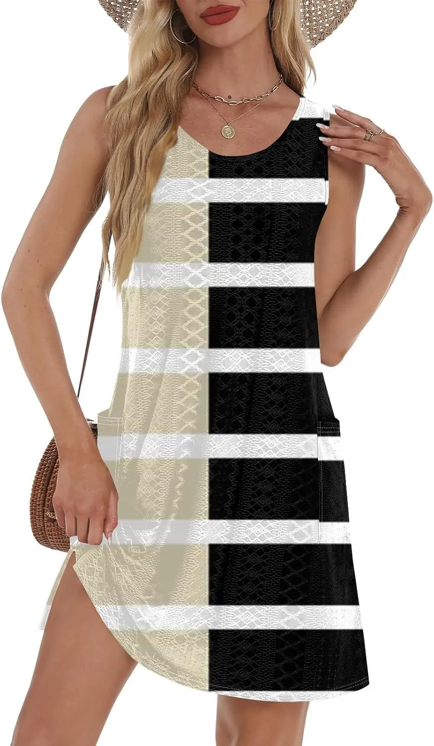 Women Casual Crew Neck Dress Floral Hawaiian Beach Sleeveless Tank Dresses 2025 Spring Summer Vacation Sundress