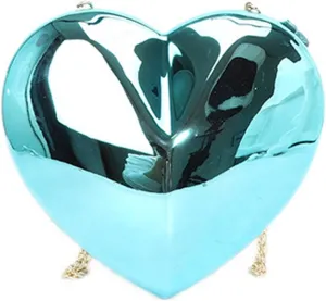 Women Evening Bag Acrylic Crossbody Bag Evening Clutches Bag Heart Shaped Handbag Chain Strap Shoulder Bag Change Purse