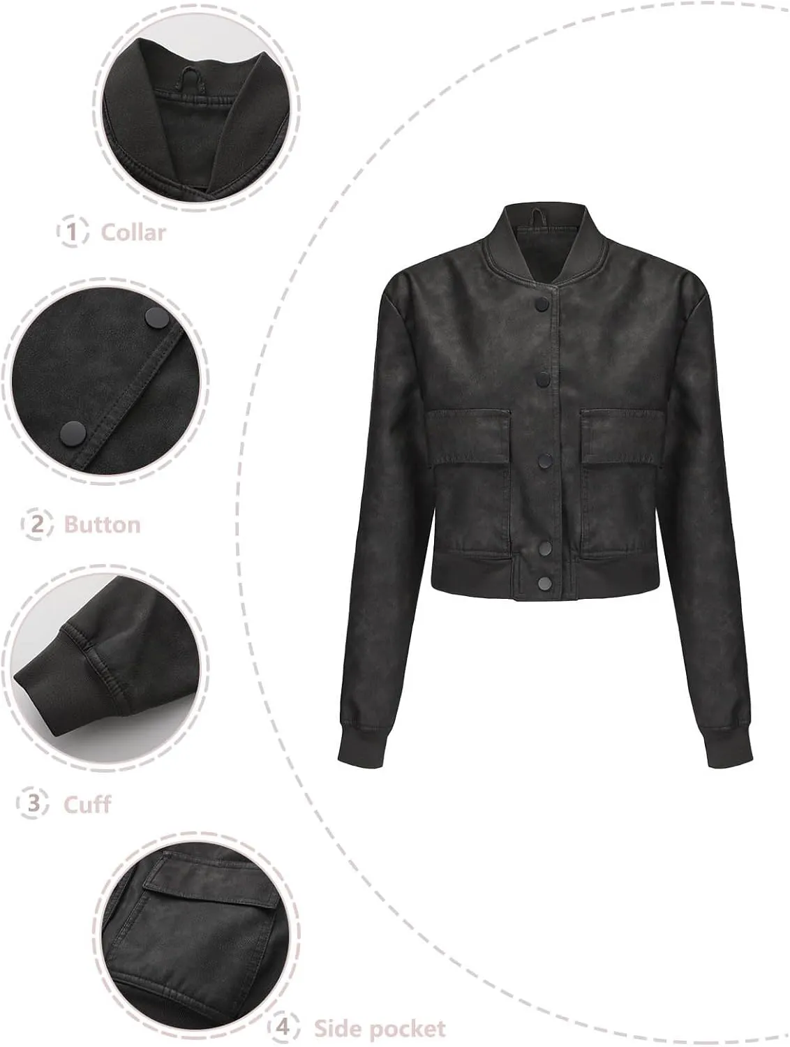 Women Faux Leather Blazer Jackets for Spring and Fall Fashion, Vegan Leather Button Down Coats, Motorcycle Jackets