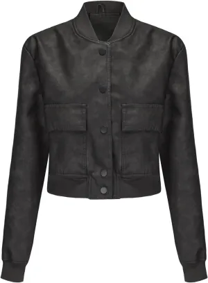 Women Faux Leather Blazer Jackets for Spring and Fall Fashion, Vegan Leather Button Down Coats, Motorcycle Jackets