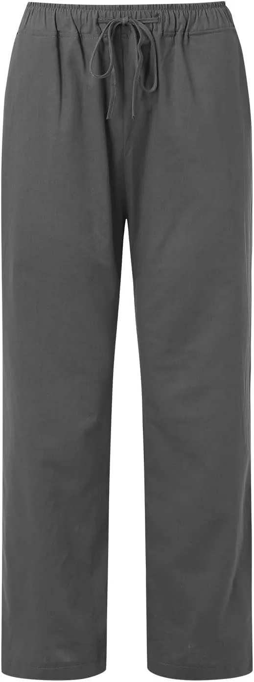 Women High Waist Wide Leg Pants Fashion Drawstring Elastic Beach Trousers Summer Comfy Straight Leg Long Pants Pockets