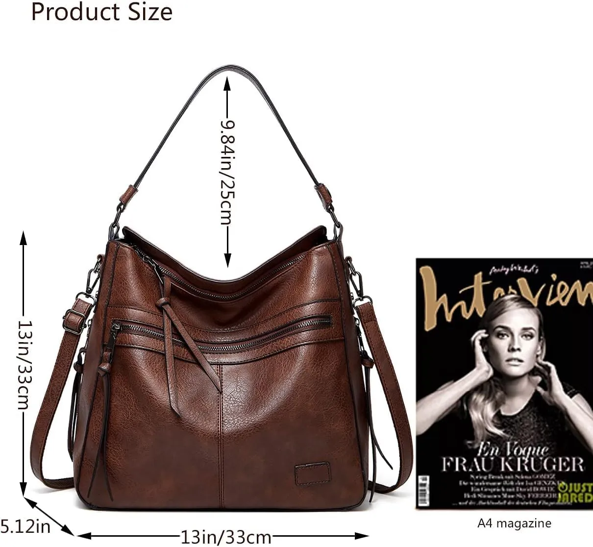 Women Hobo Handbag Shoulder Bag Designer Large Purse Work Shopper Satchel
