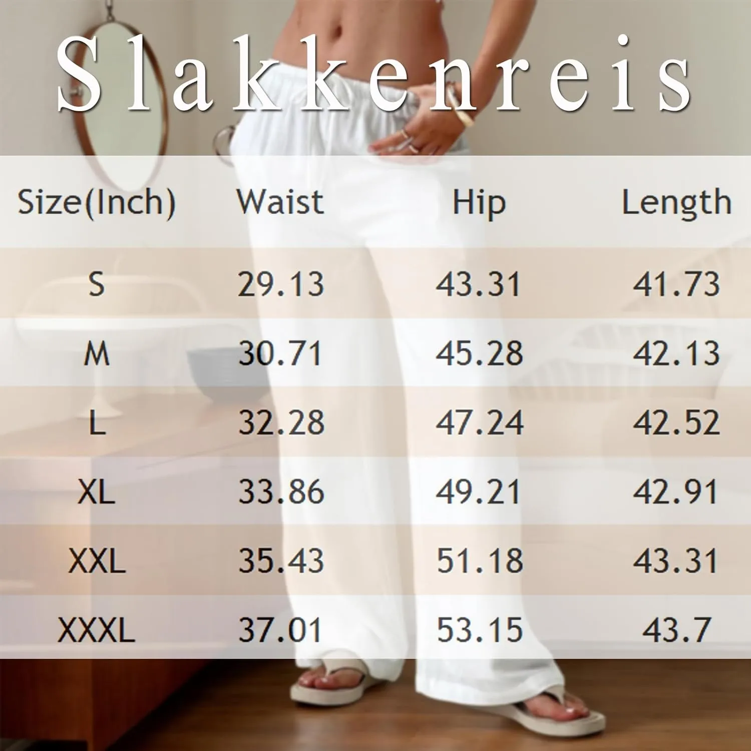 Women Linen Pants Summer Wide Leg Pants with Pockets Boho Beach Pants High Waist Drawstring Flowy Palazzo Pants