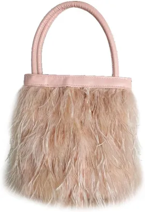 Women Ostrich Feather Purse Tote Bag Fluffy Purse Clutch Feather Evening Handbag Purses and Clutches for Wedding Party Pink
