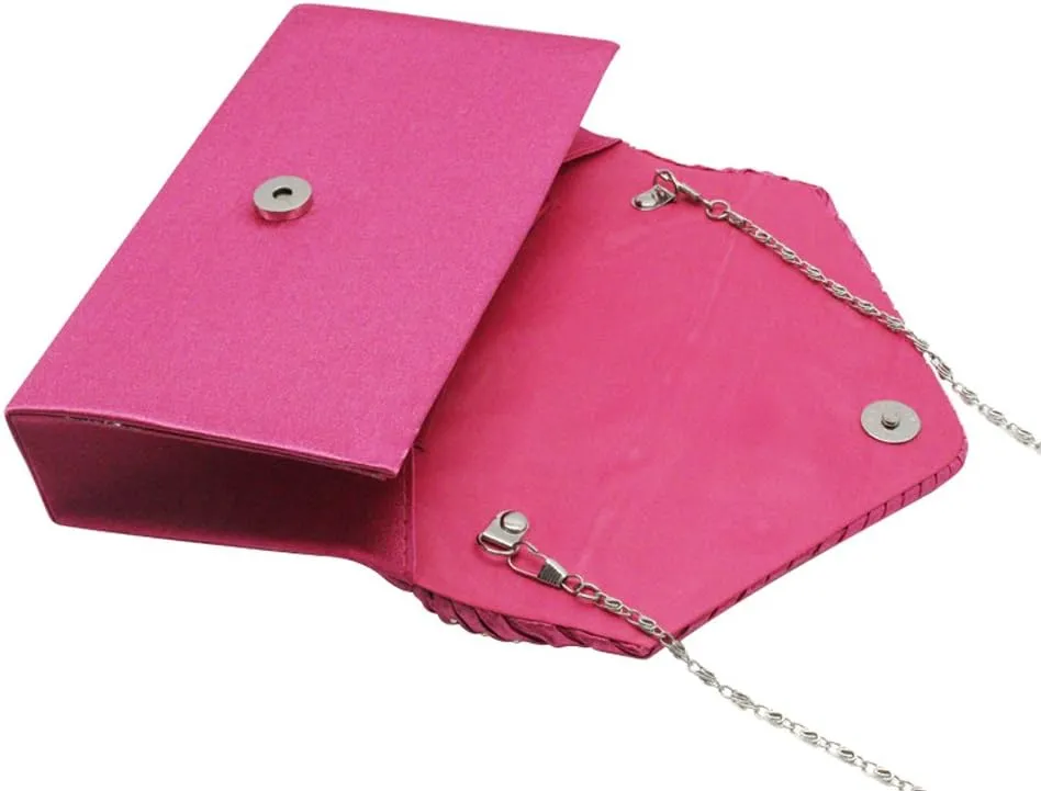Women Rhinestone Decor Envelope Clutch Bag Evening Party Handbag Purse (White)