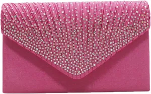Women Rhinestone Decor Envelope Clutch Bag Evening Party Handbag Purse (White)
