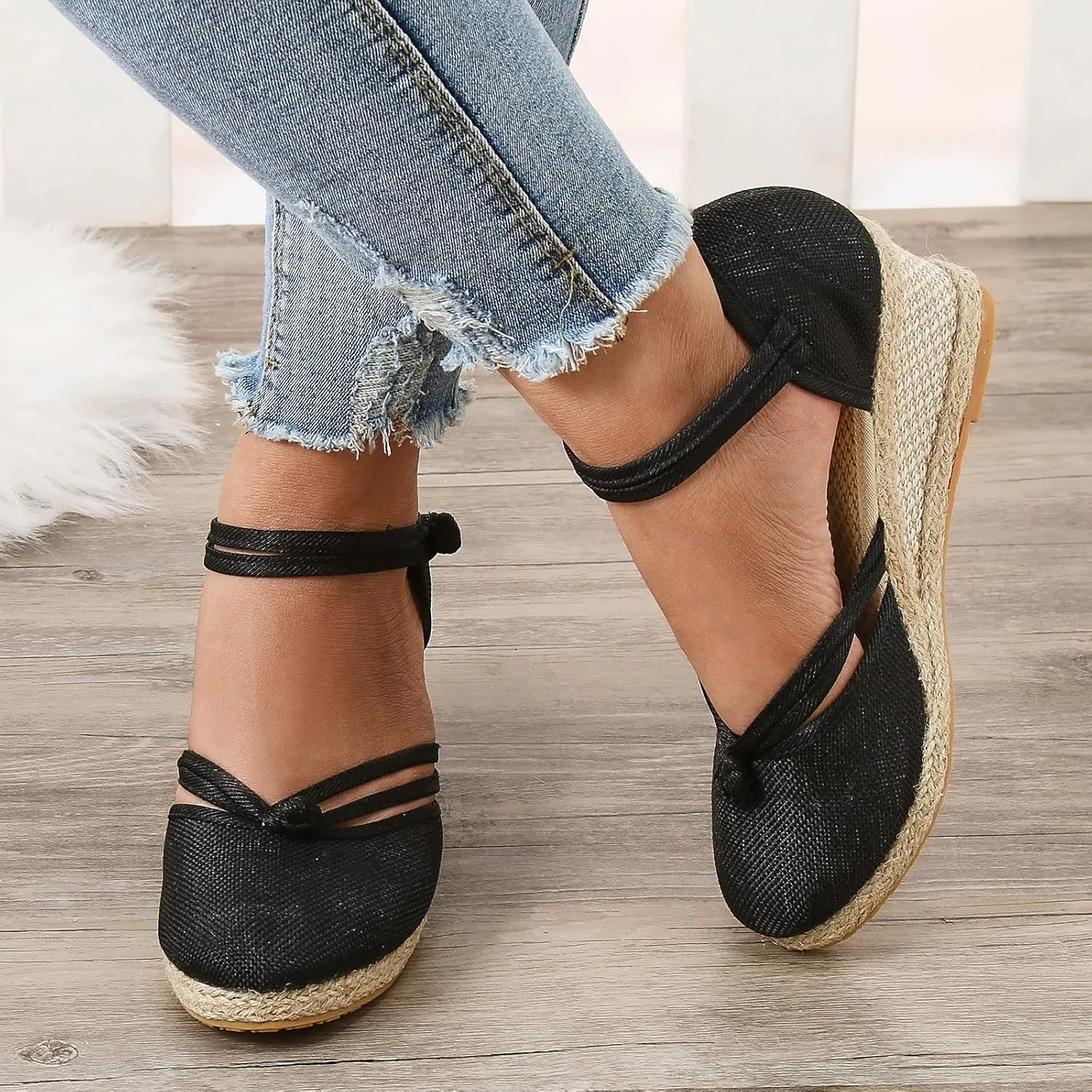 Women Shoes Sandals Platform Wedge Fashion Versatile Braided Breathable Wedge Sandals for Women Shoes