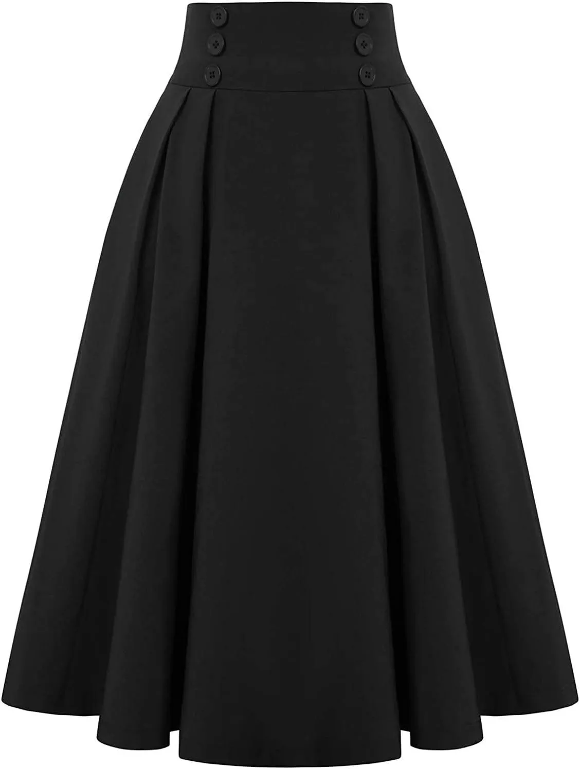 Women Solid Casual Elastic MIdi Skirts Vintage High Waist Pleated Skirt Fashion Loose Fit Soft Vacation Skirts