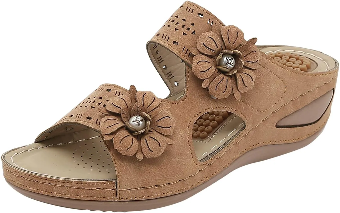 Women Summer Flowers Casual Open Toe Wedges Massage Soft Bottom Slippers Breathable Slip On Shoes Sandals Women's
