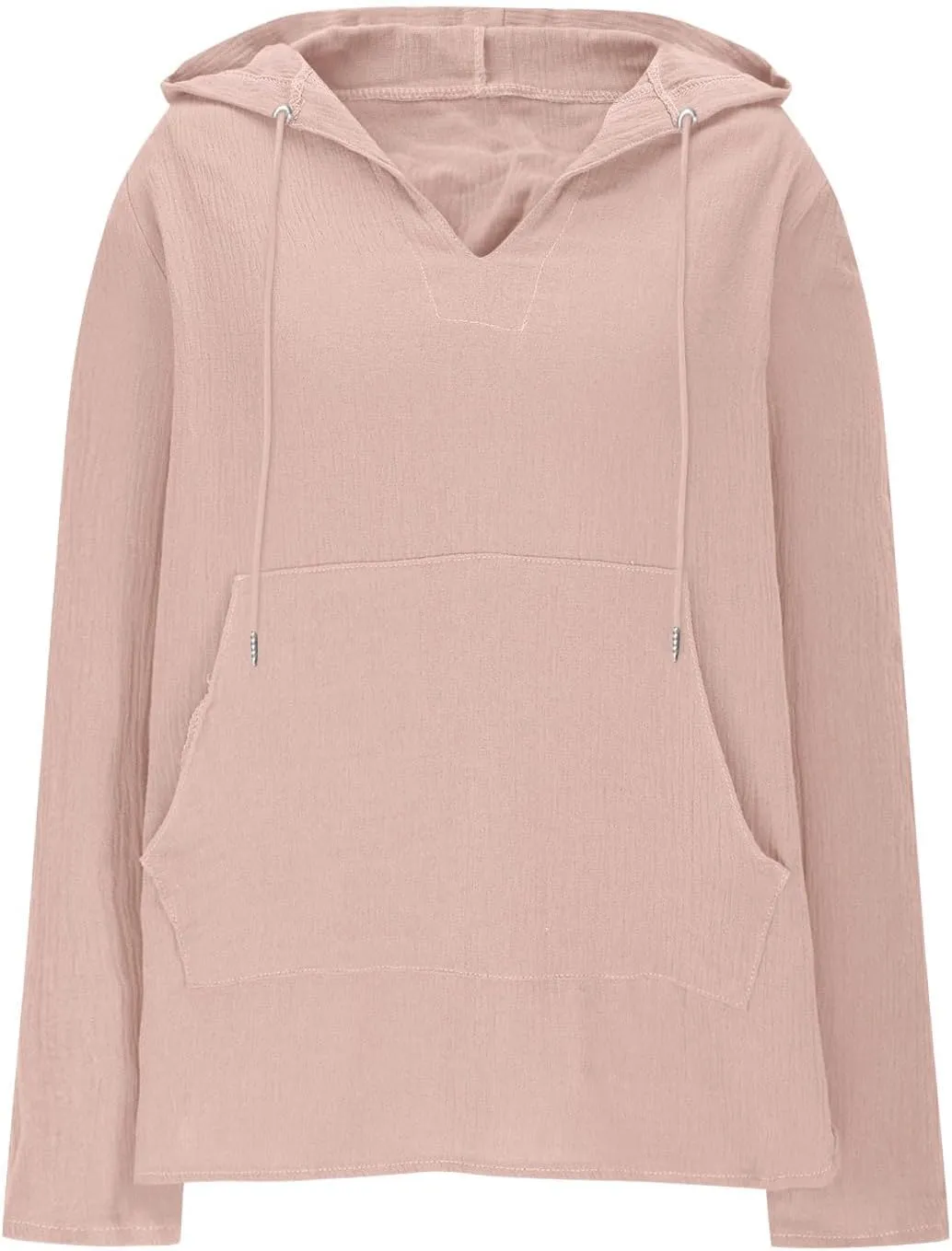 Women's Beach Cover Up Hoodies Long Sleeve V Neck Pocketed Hooded Shirts Loose Summer Casual Lightweight Pullover Top