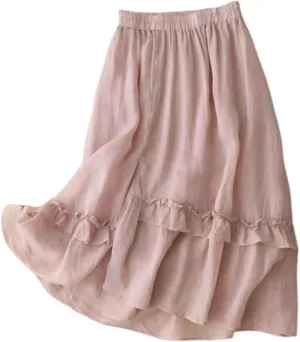 Womens Boho Skirts Summer Flowy Skirts Elastic Waist Pleated Skirts Casual Beach Outfits Flared Ruffle Skirts Trendy