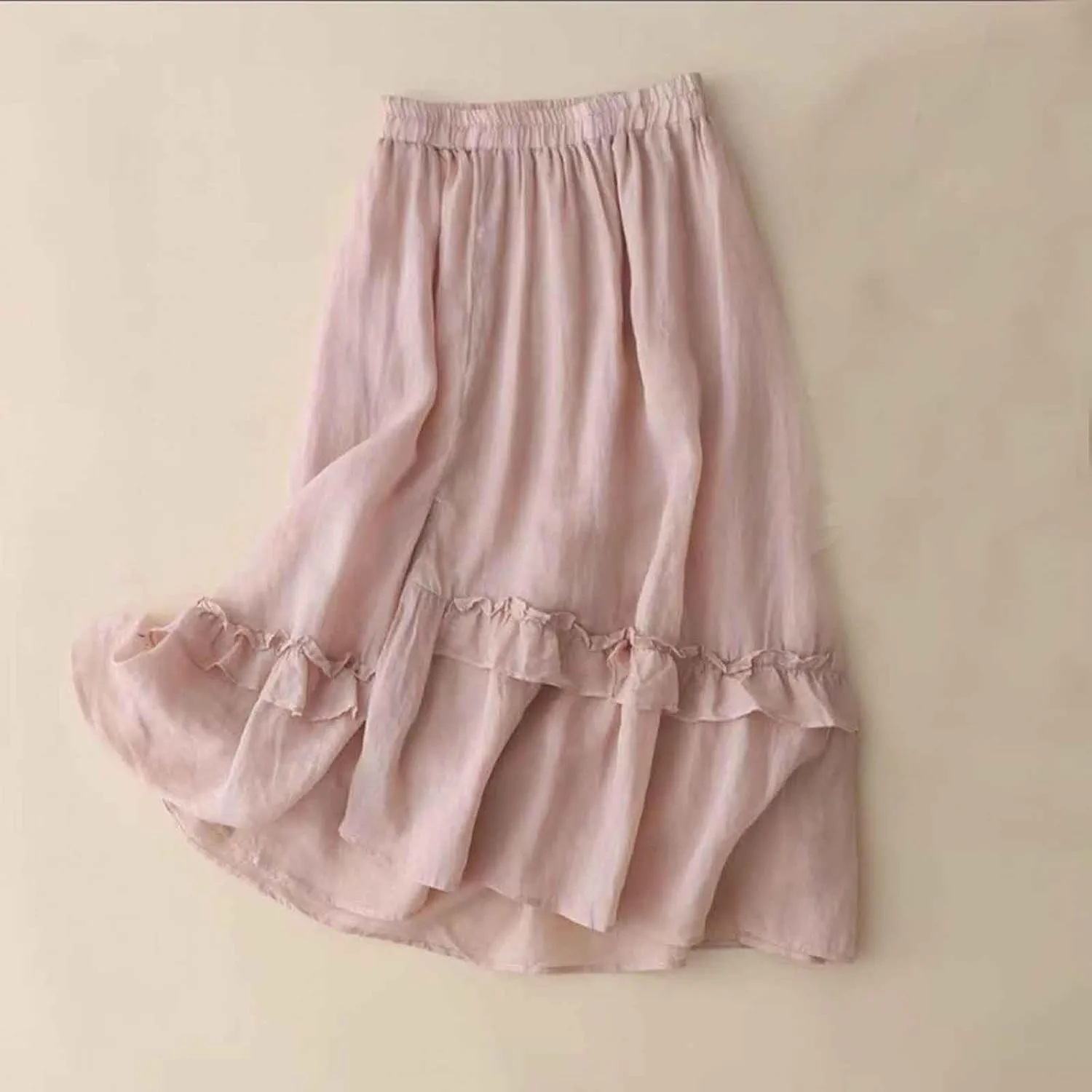 Womens Boho Skirts Summer Flowy Skirts Elastic Waist Pleated Skirts Casual Beach Outfits Flared Ruffle Skirts Trendy