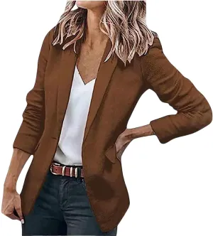 Womens Casual Blazers Open Front Long Sleeve Work Office Jackets Blazer Suit Jacket Button Lightweight Cardigans