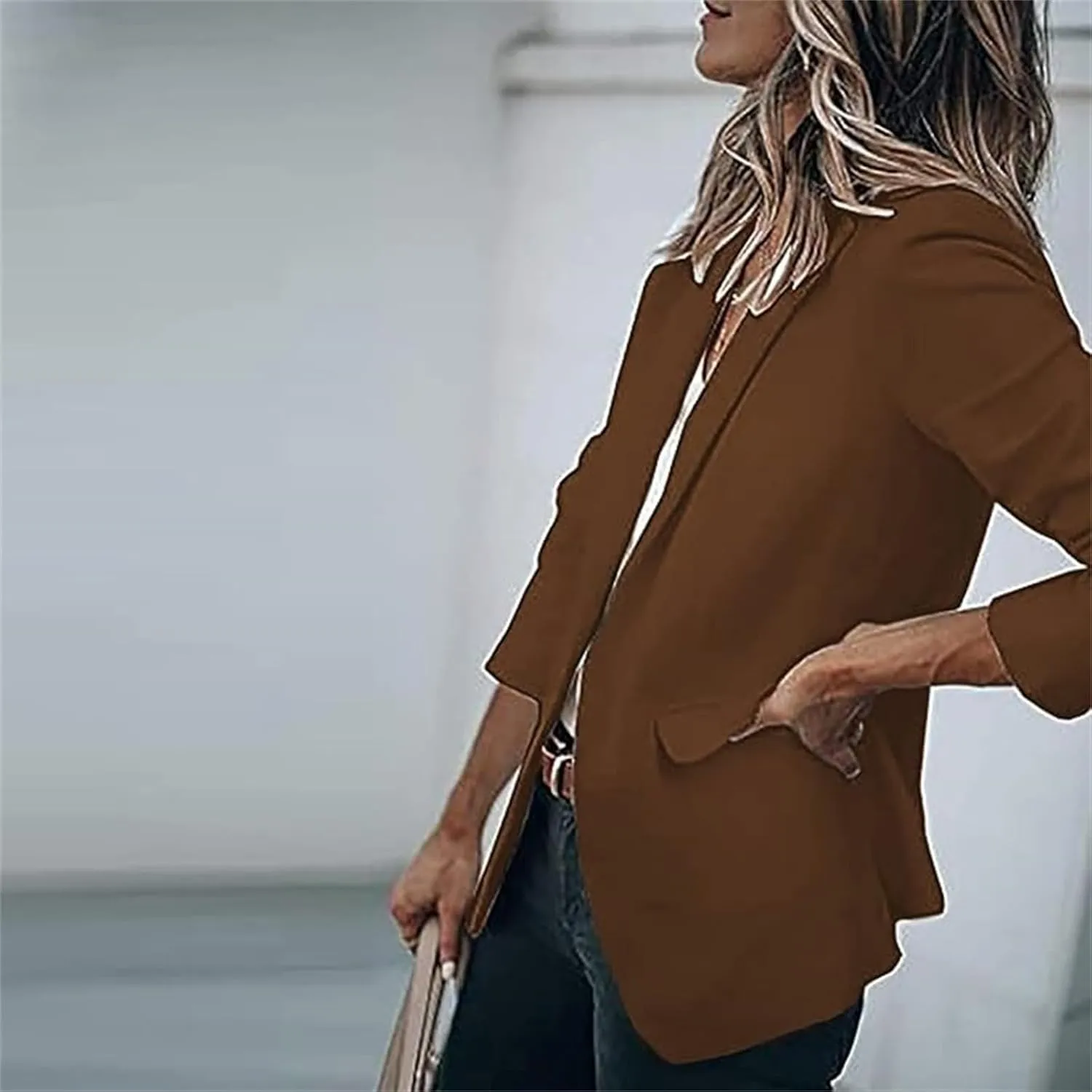 Womens Casual Blazers Open Front Long Sleeve Work Office Jackets Blazer Suit Jacket Button Lightweight Cardigans