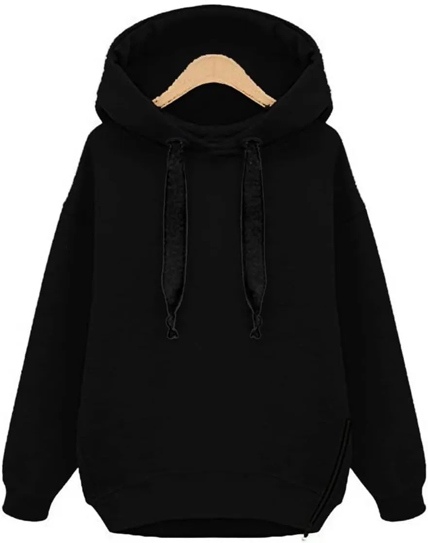 Women's Casual Oversized Hoodie Loose Fit Long Sleeve Drawstring Sweatshirt Fall Long Fleece Pullover Hoodies Coats