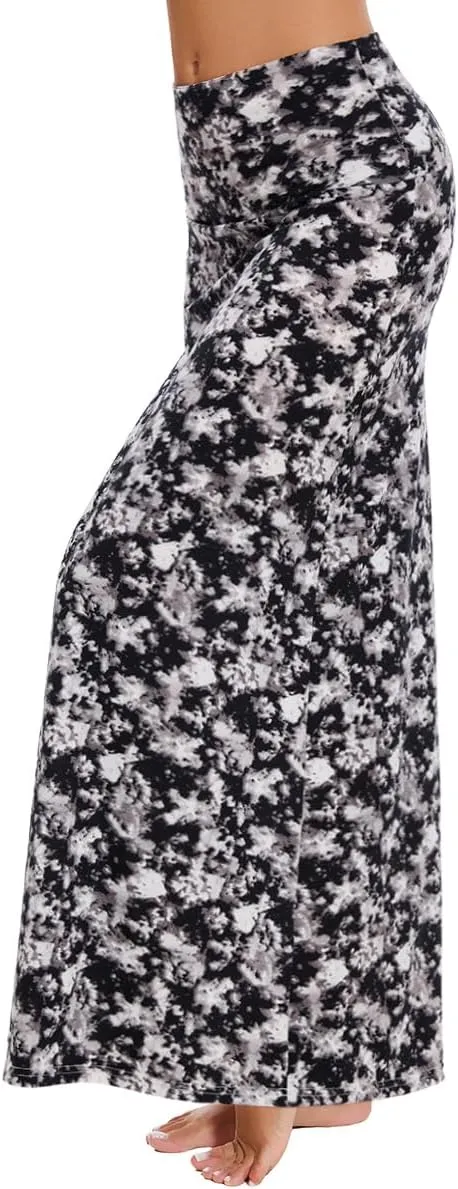 Womens Casual Soft Foldover High Waist Maxi Long Skirt Versatile Dress
