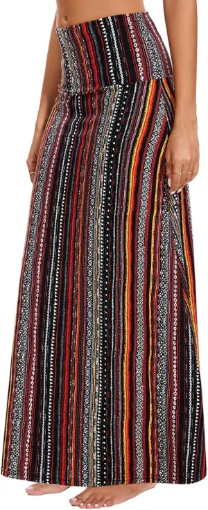 Womens Casual Soft Foldover High Waist Maxi Long Skirt Versatile Dress