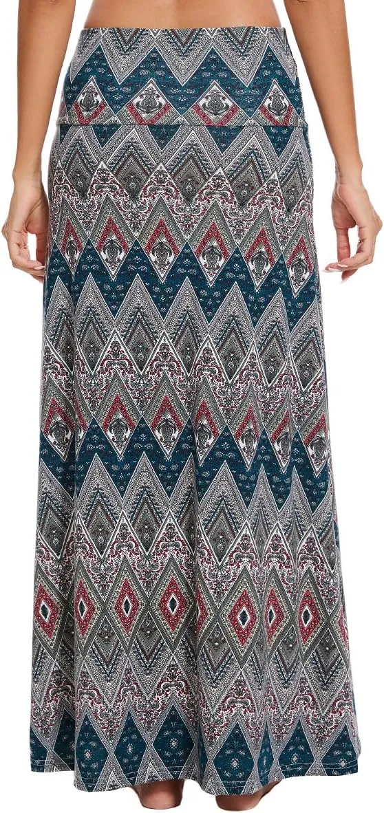 Womens Casual Soft Foldover High Waist Maxi Long Skirt Versatile Dress