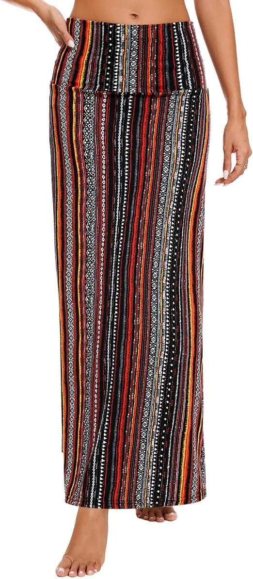 Womens Casual Soft Foldover High Waist Maxi Long Skirt Versatile Dress