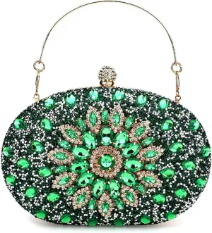 Womens Evening Bag Glitter Evening Clutch Purse Crystal Top Handle Satchel handbag Crossbody Purse with Chain Strap