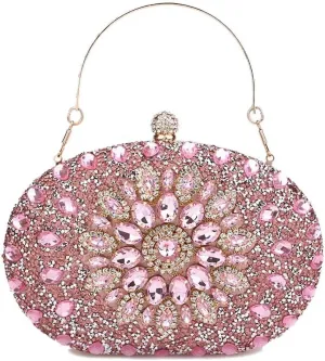 Womens Evening Bag Glitter Evening Clutch Purse Crystal Top Handle Satchel handbag Crossbody Purse with Chain Strap