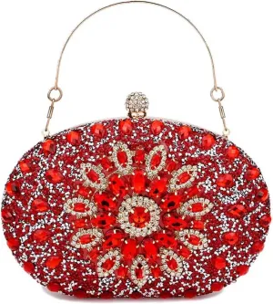 Womens Evening Bag Glitter Evening Clutch Purse Crystal Top Handle Satchel handbag Crossbody Purse with Chain Strap