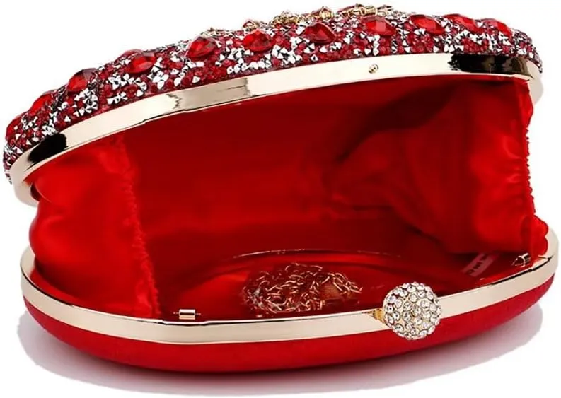 Womens Evening Bag Glitter Evening Clutch Purse Crystal Top Handle Satchel handbag Crossbody Purse with Chain Strap