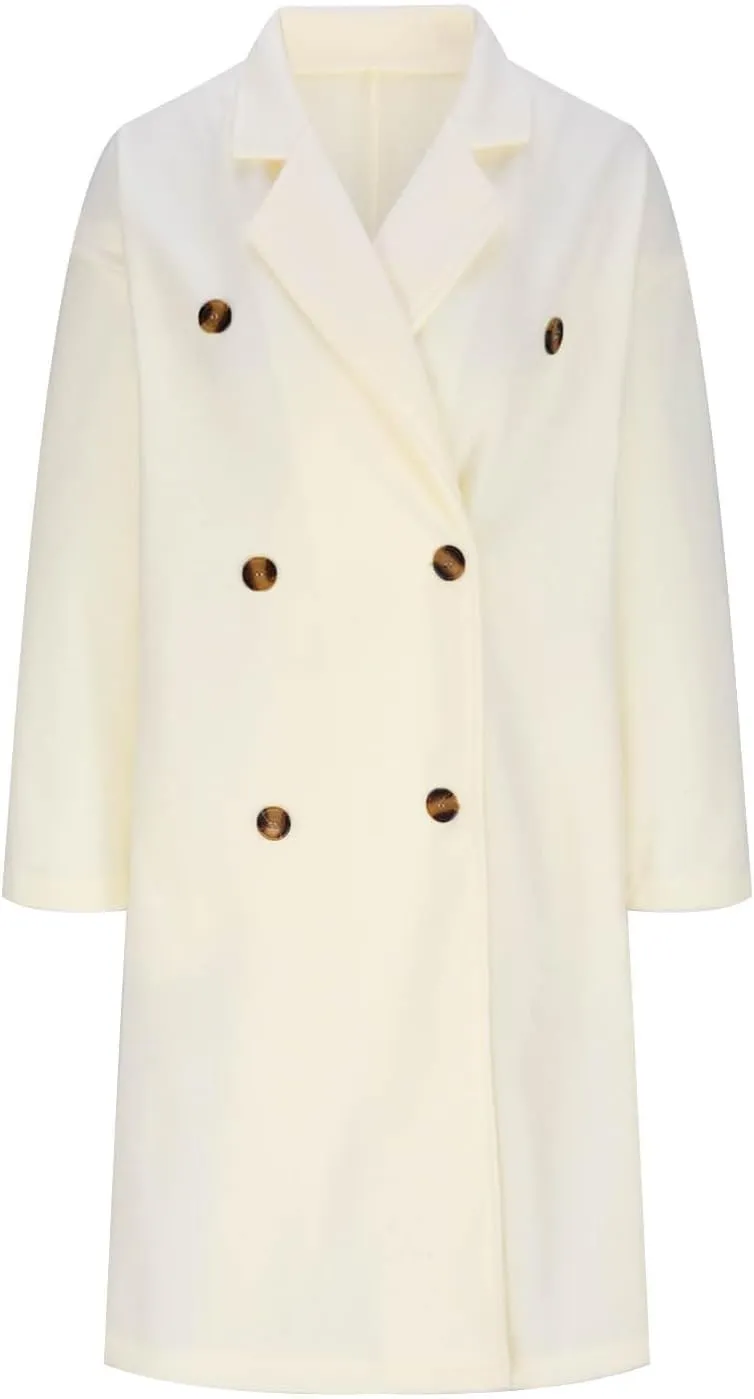 Womens Fall Long Blazer Jackets Wool Trench Coat Tweed Blazers Casual Long Jackets Fashion Cardigan Coat