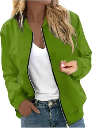 Womens Fashion Fall Bomber Jacket Casual Lightweight Coat Dressy Floral Printed Zip Up Outwear Gifts for Women