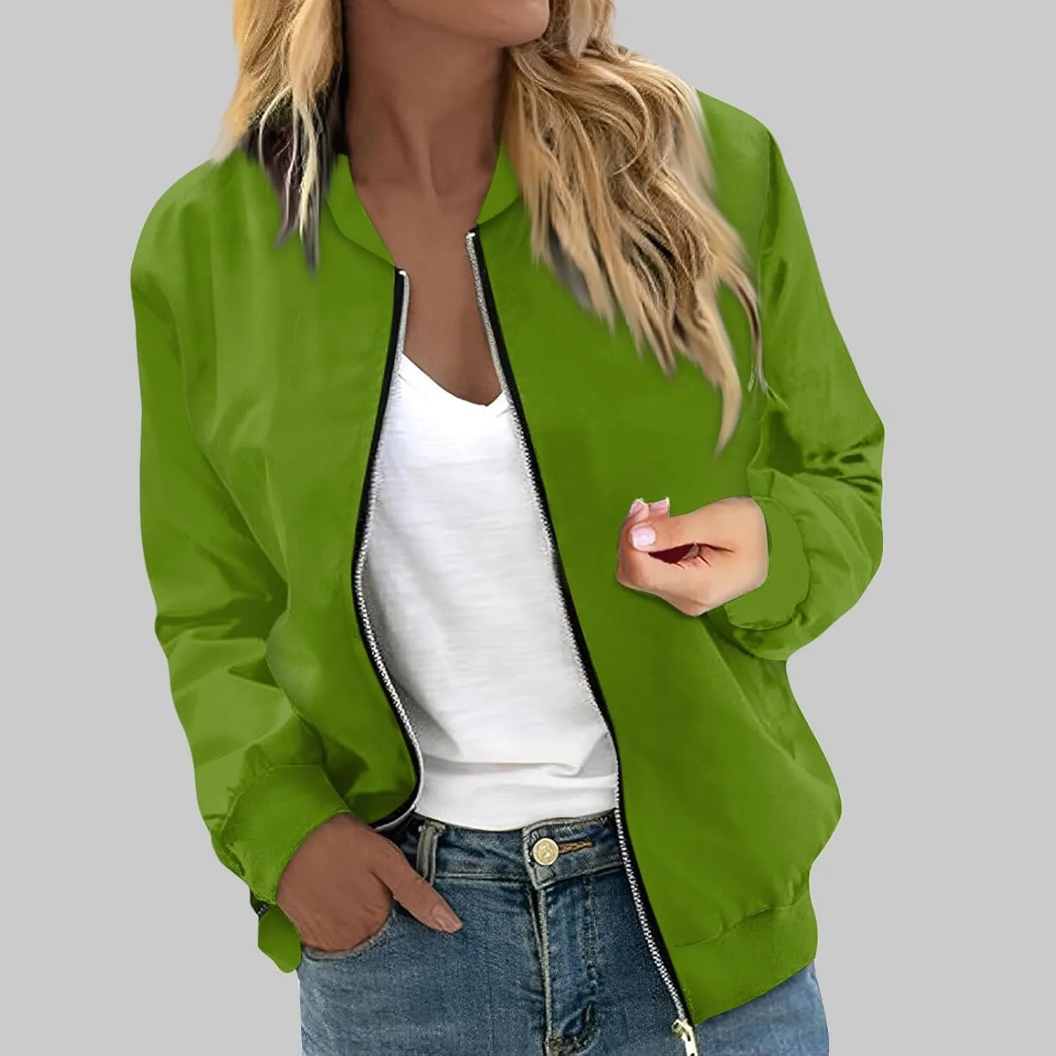 Womens Fashion Fall Bomber Jacket Casual Lightweight Coat Dressy Floral Printed Zip Up Outwear Gifts for Women