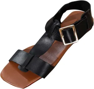 Womens Flat Sandals 2025 Summer Wide Straps Sandal Fashion Ankle Buckle Walking Shoes Open Toe Sandales Pour Femmes