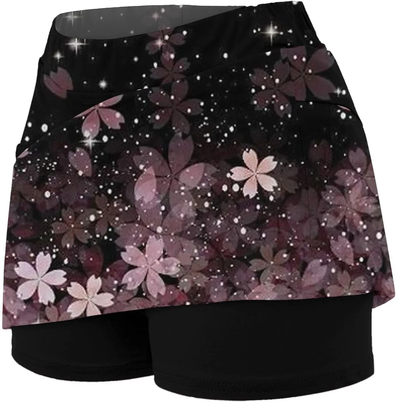 Womens Golf Skorts with Pockets Tum Control Floral High Waist Tennis Skirts with Shorts Tum Control A-Line Skort