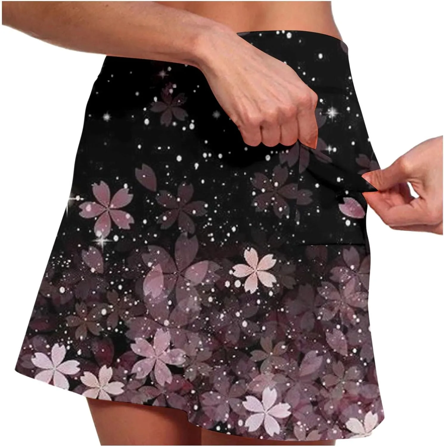 Womens Golf Skorts with Pockets Tum Control Floral High Waist Tennis Skirts with Shorts Tum Control A-Line Skort
