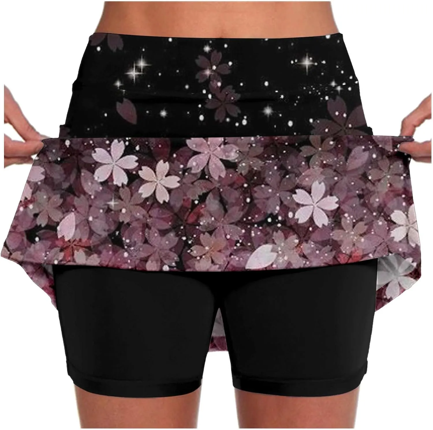 Womens Golf Skorts with Pockets Tum Control Floral High Waist Tennis Skirts with Shorts Tum Control A-Line Skort