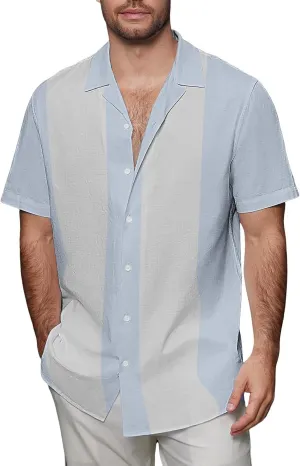Womens Hawaiian Shirt Mens Unique Pattern Hawaiian Shirt Short Sleeved Lapel Cotton Pocket Men's Beach Summer Button