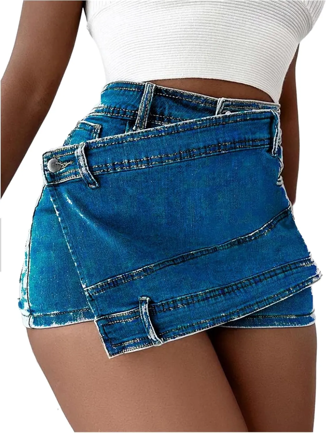 Women's High Waisted Denim Shorts, A-Line Wide Leg Pants, Slim Fit Skirt Shorts