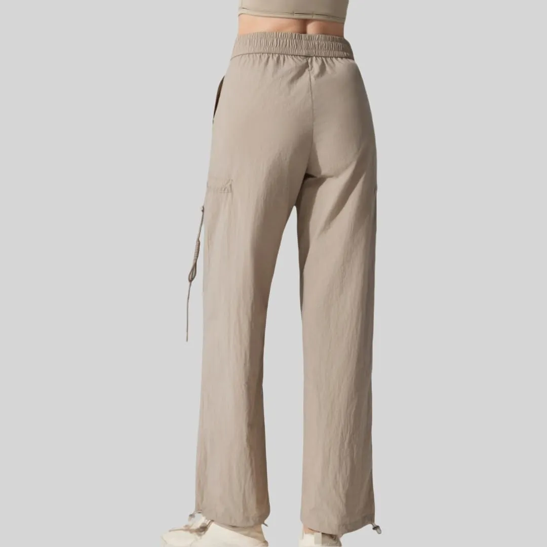Women's High-Waisted Outdoor Hiking Pants,Windproof, Water-Resistant, Adjustable Cuffs for Yoga,Travel