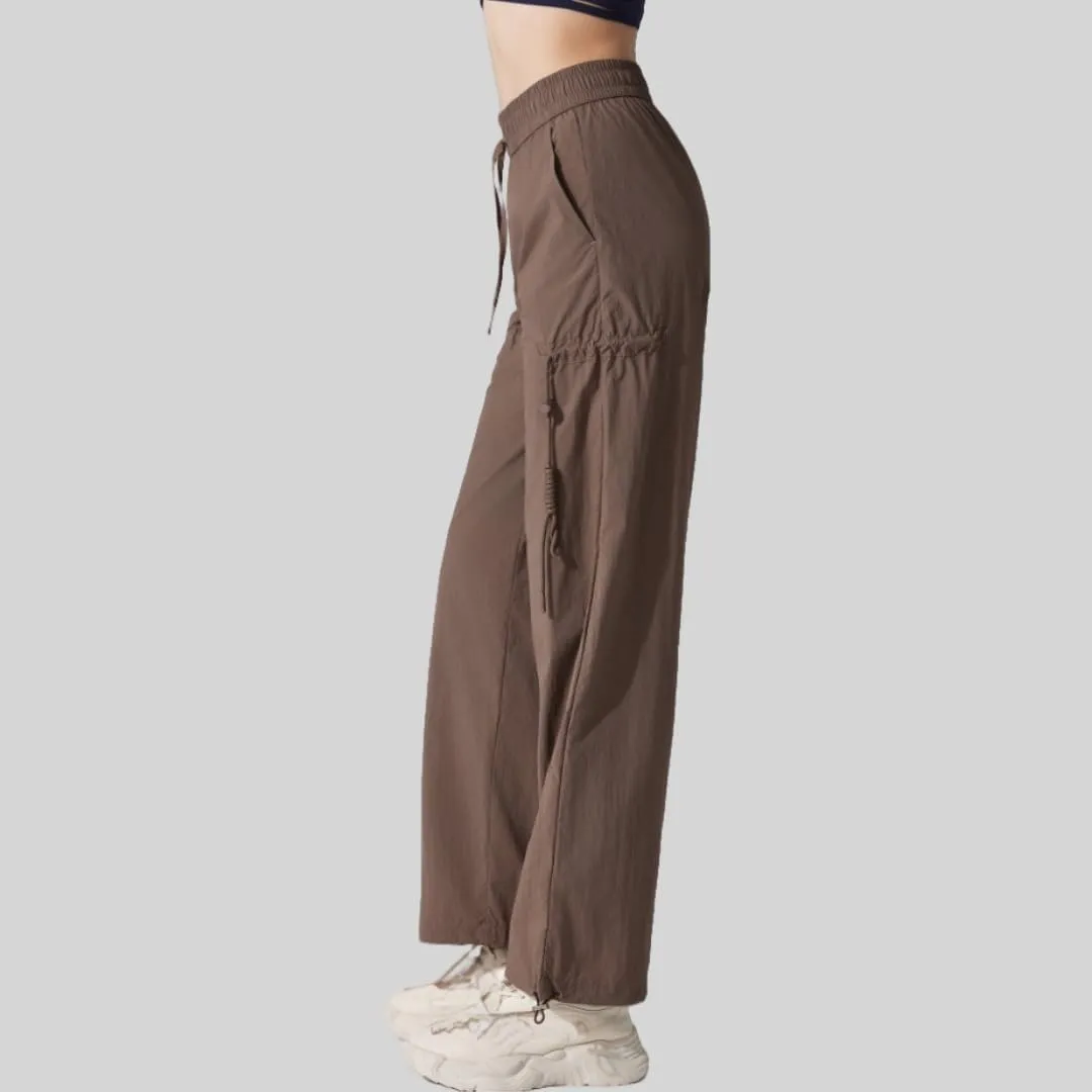 Women's High-Waisted Outdoor Hiking Pants,Windproof, Water-Resistant, Adjustable Cuffs for Yoga,Travel